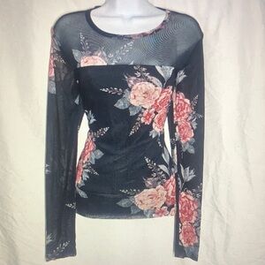Floral Mesh Long Sleeve Top